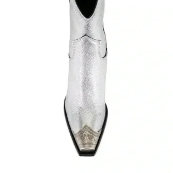 NEW Free People Brayden Western Boots Leather, Steel Metallic Silver - Picture 5 of 11